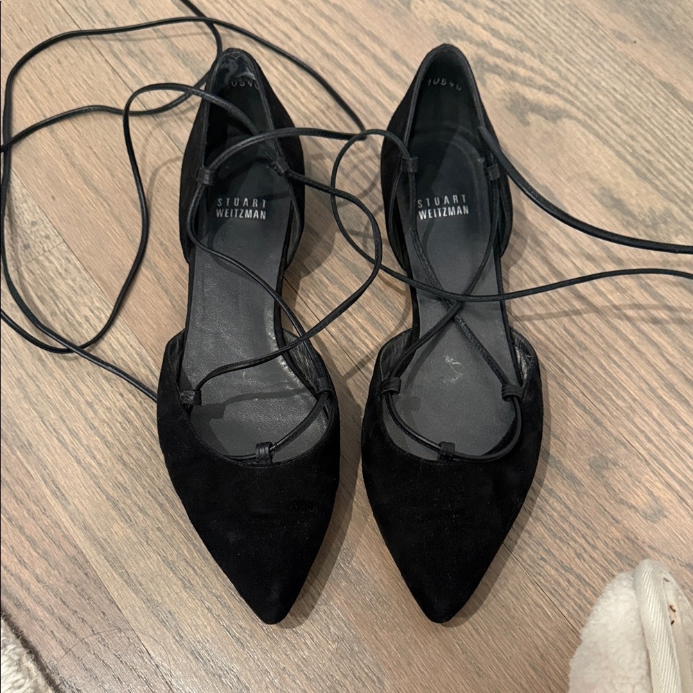 Stuart Weitzman Black Suede Flats